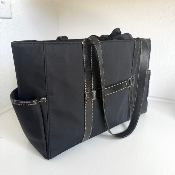 KATE SPADE Large Shoulder Tote Black Nylon Leather Trim Modern Chic Minimalist - Picture 5 of 9